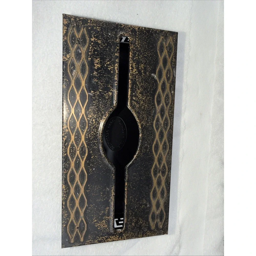 Plymouth Tole Ware Metal Hand Decorated  Black & Gold Wall Tissue Box Cover Long